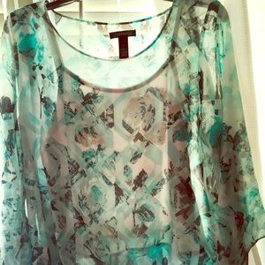 Alfani Beautiful Bubble Printed Top M